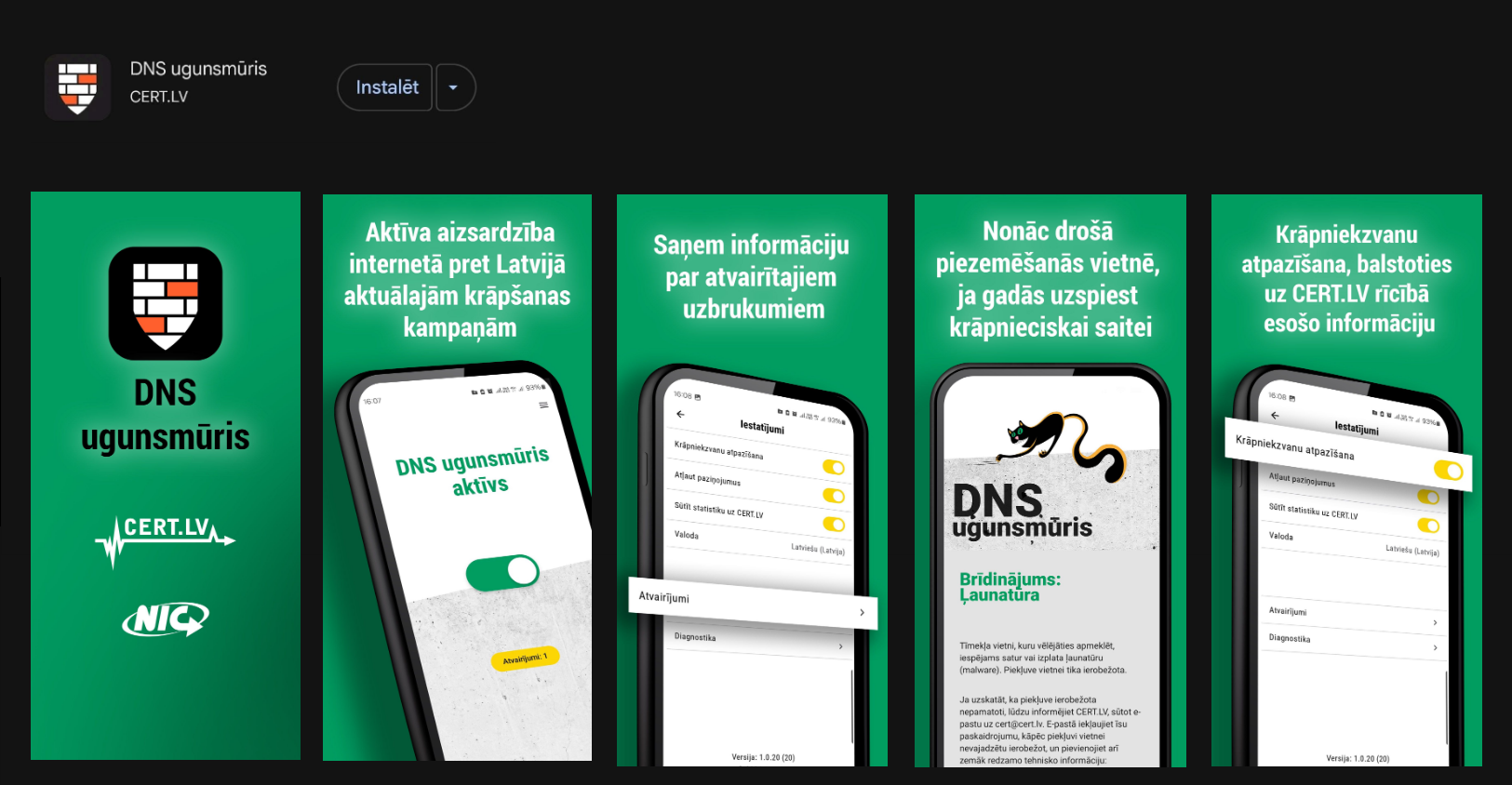 dns ugunsmūris lietotne